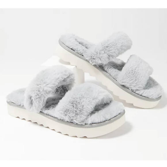 Koolaburra by UGG Faux-Fur Slide Sandal Fuzz On Wild Dove - Picture 1 of 13